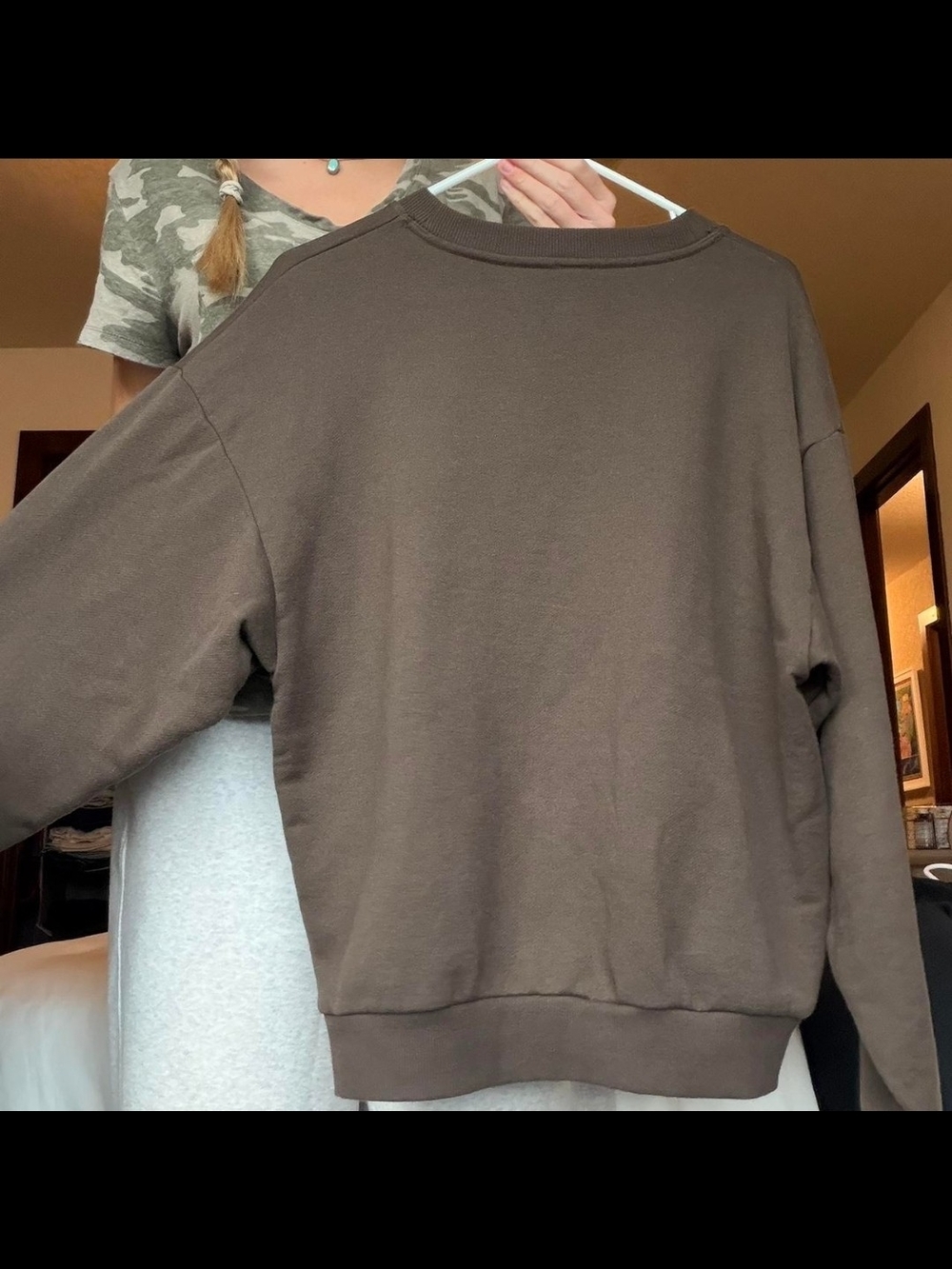 Women's Brown Crewneck Sweater - Picture 2 of 2